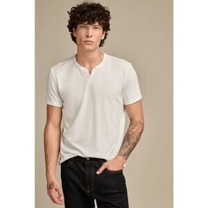 NWT Lucky Brand Venice Burnout Notch Neck Tee in Bright White size XXL